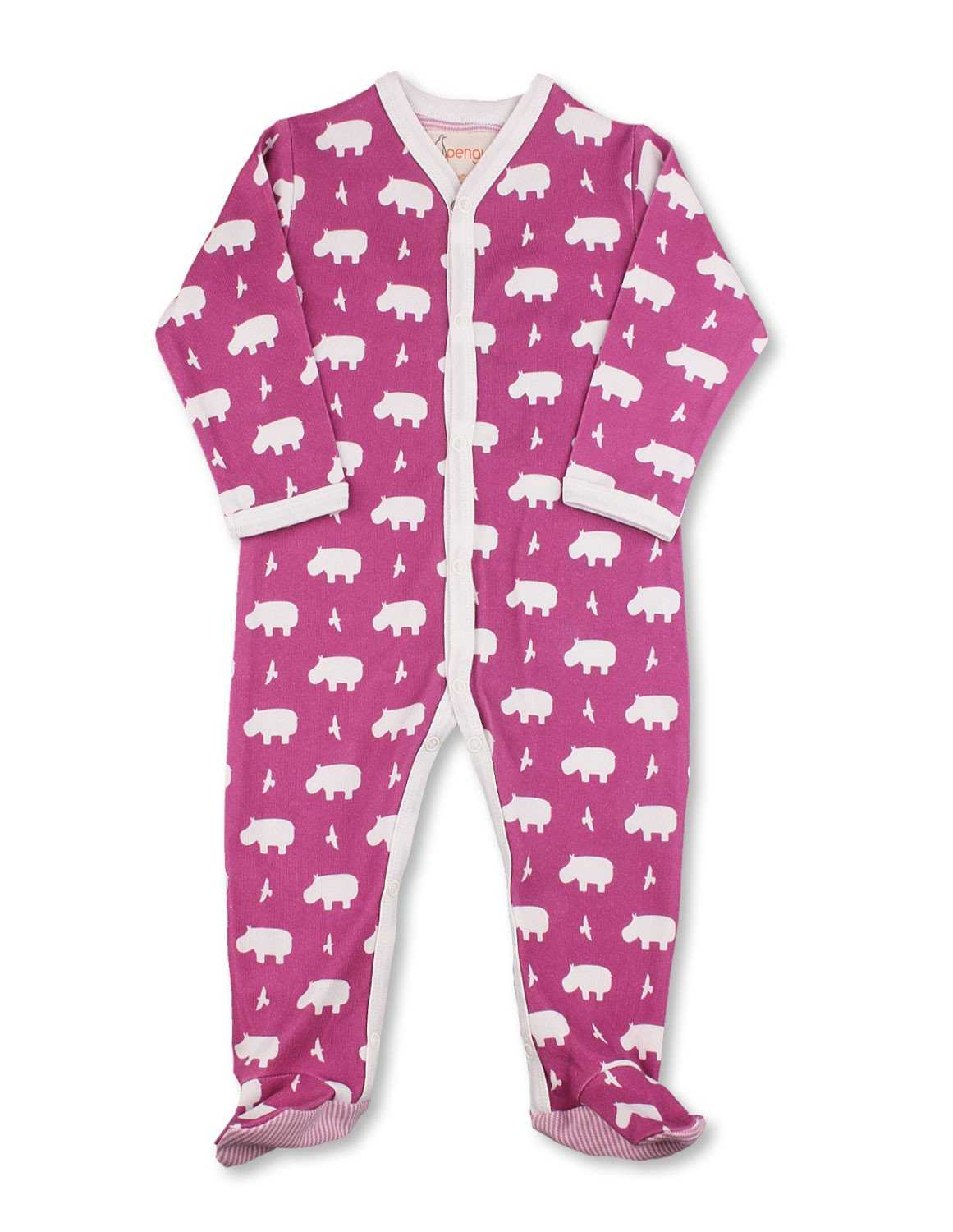 Hippo One-Piece Rasberry Organic Cotton