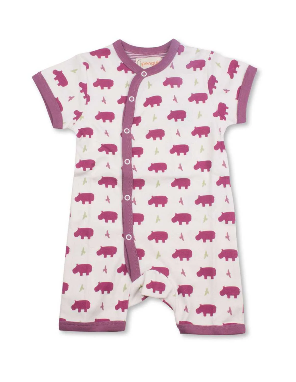 Hippo Short Romper Multi Raspberry Organic Cotton