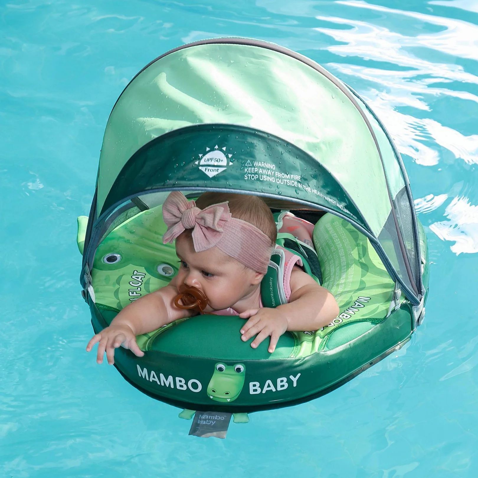 Mambobaby Swim Float with Canopy for Infants Crocodiles