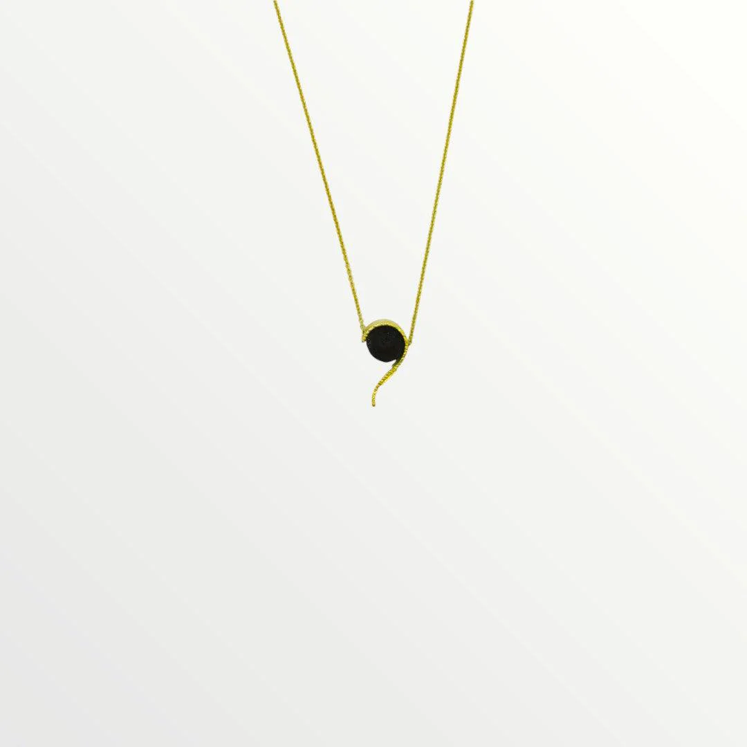 Silver Necklace with a Gold plated finish and Lava gem