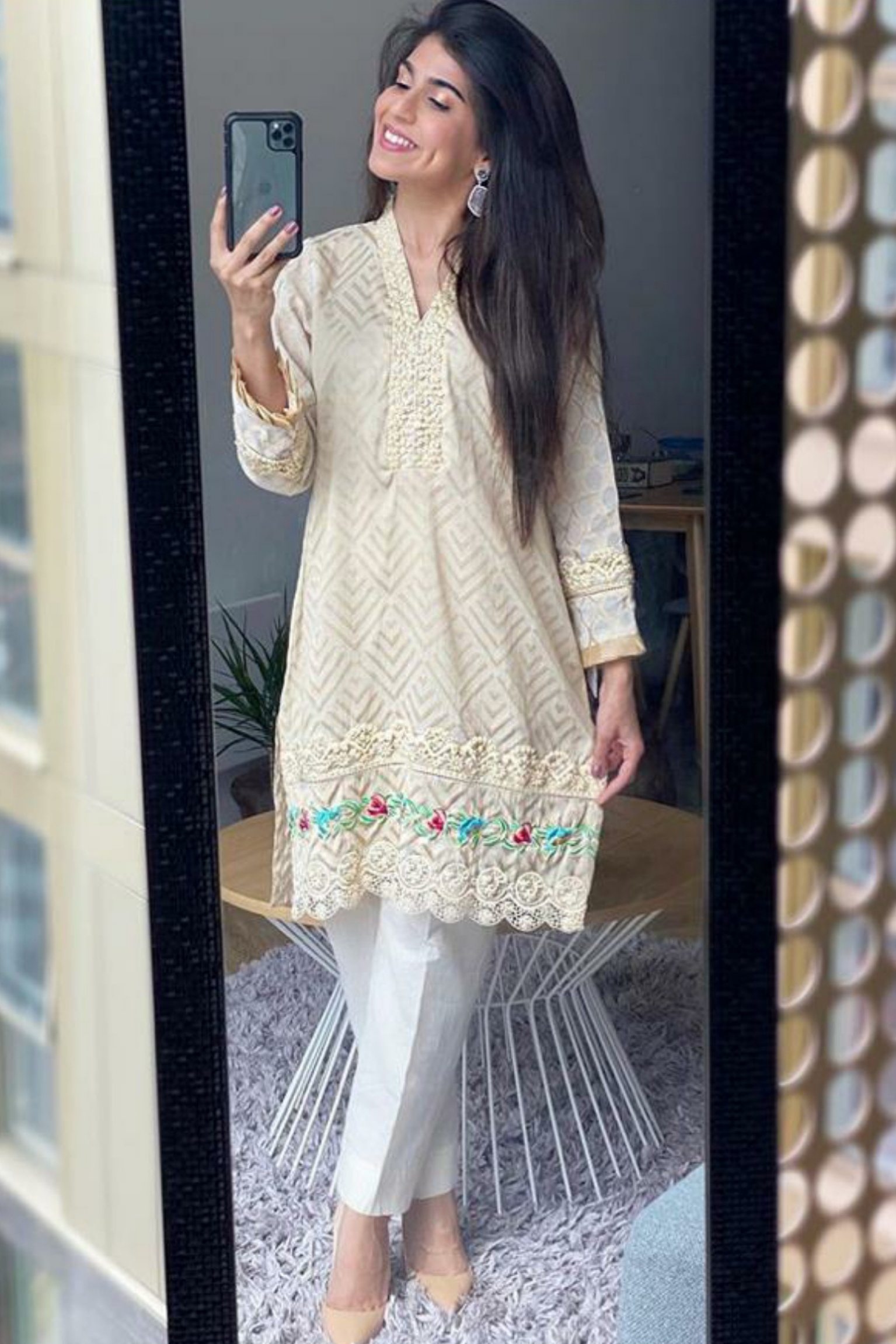 IVORY JACQUARD KURTA | RJ’S PRET