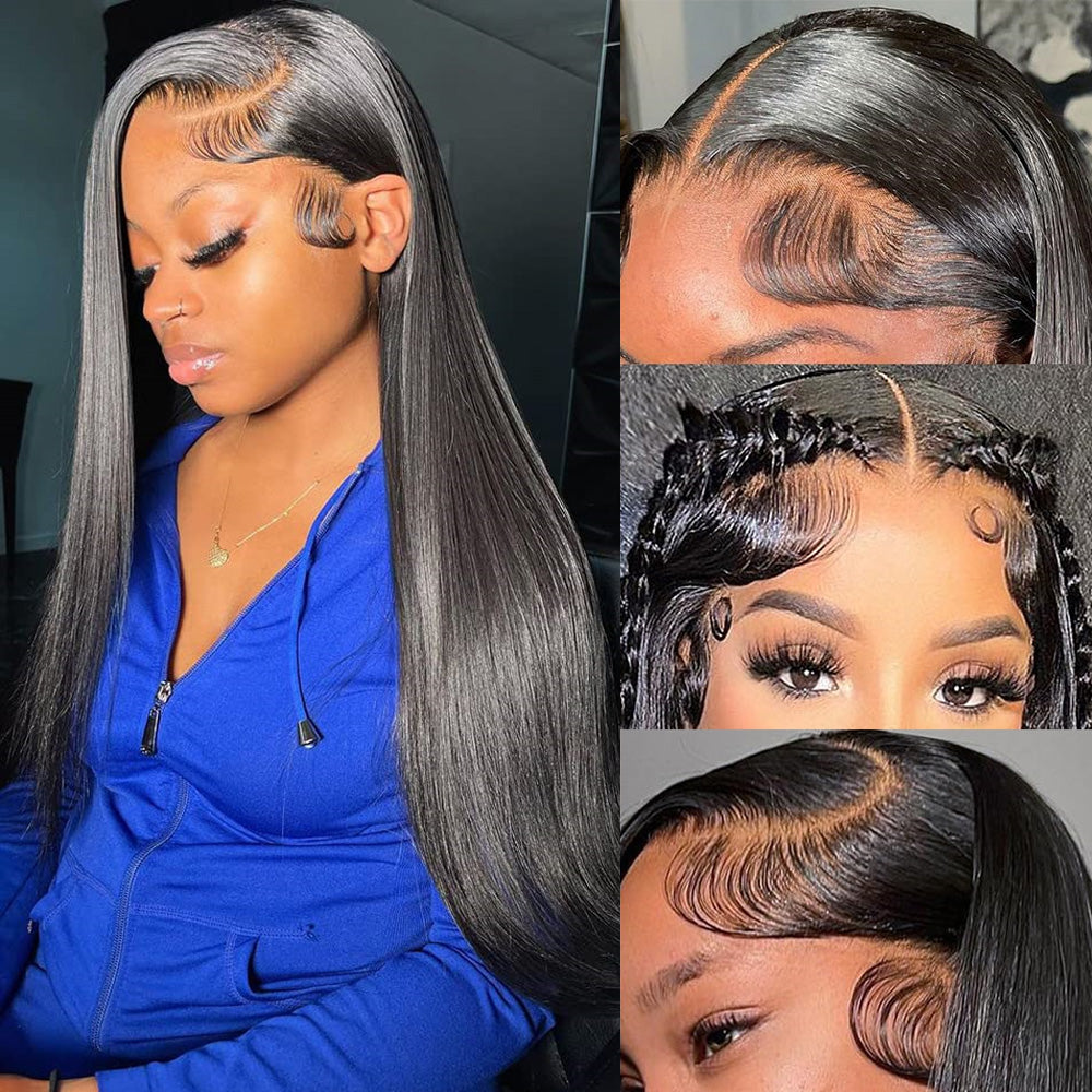 CVOHAIR Straight HD Lace Front Wigs Human Hair 200% Density Transparent Lace Frontal Wigs Pre Plucked With Baby Hair