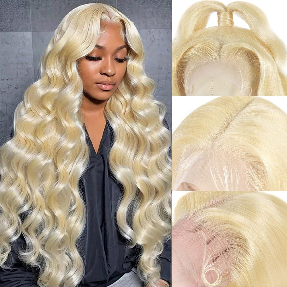 CVOHAIR Body Wave 613 Blonde HD Lace Front Wigs Human Hair 200% Density Lace Frontal Wig Pre Plucked with Baby Hair
