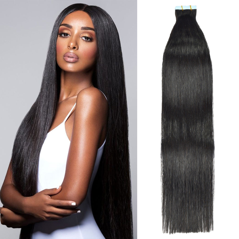 CVOHAIR Straight Tape in Hair Extensions Human Hair 20pcs 50g/pack Seamless Skin Weft Hair