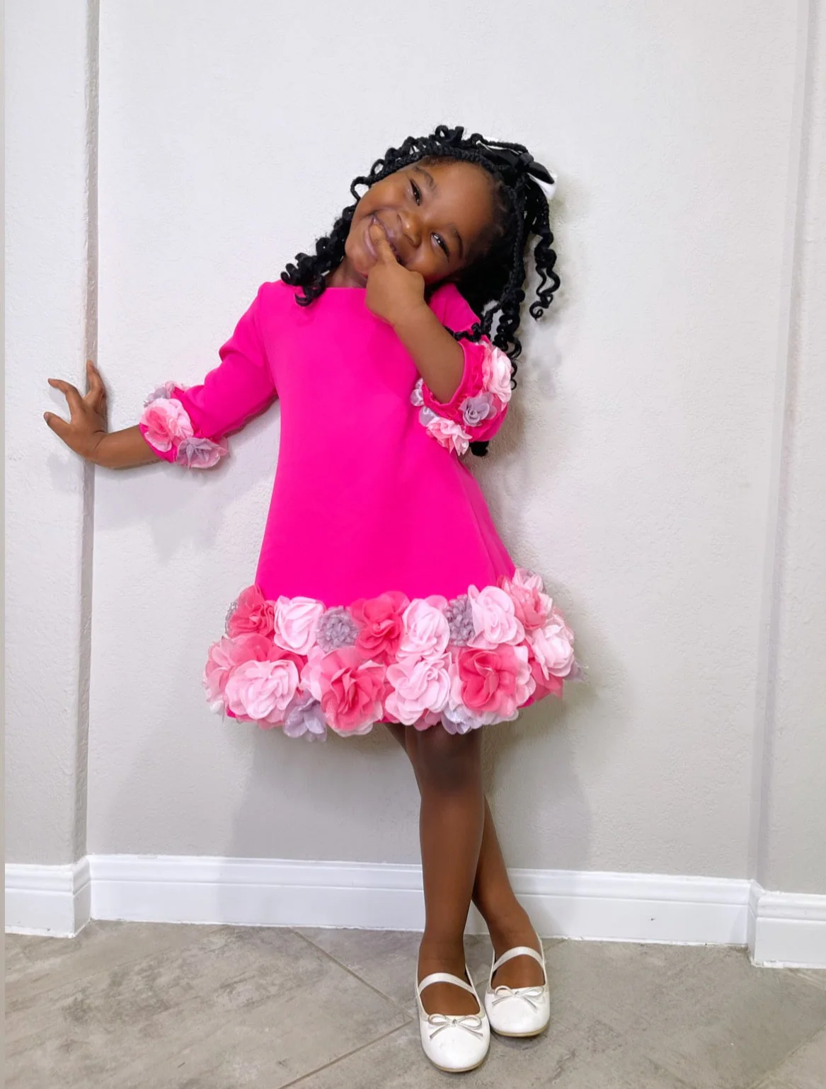 Pink Flowery  Girl Dress