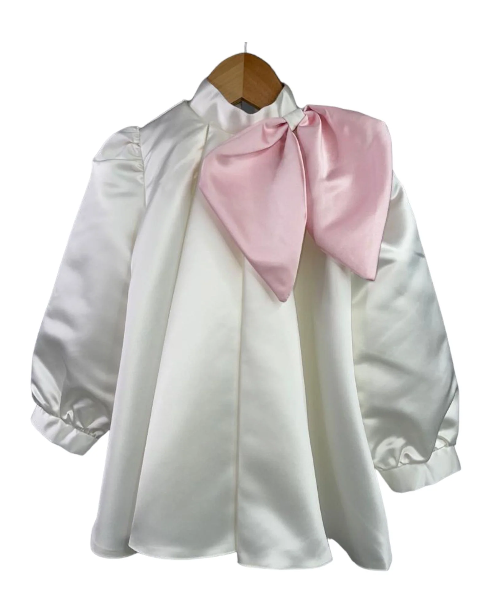 Satin Toddler Girl Dress with Pink Bow