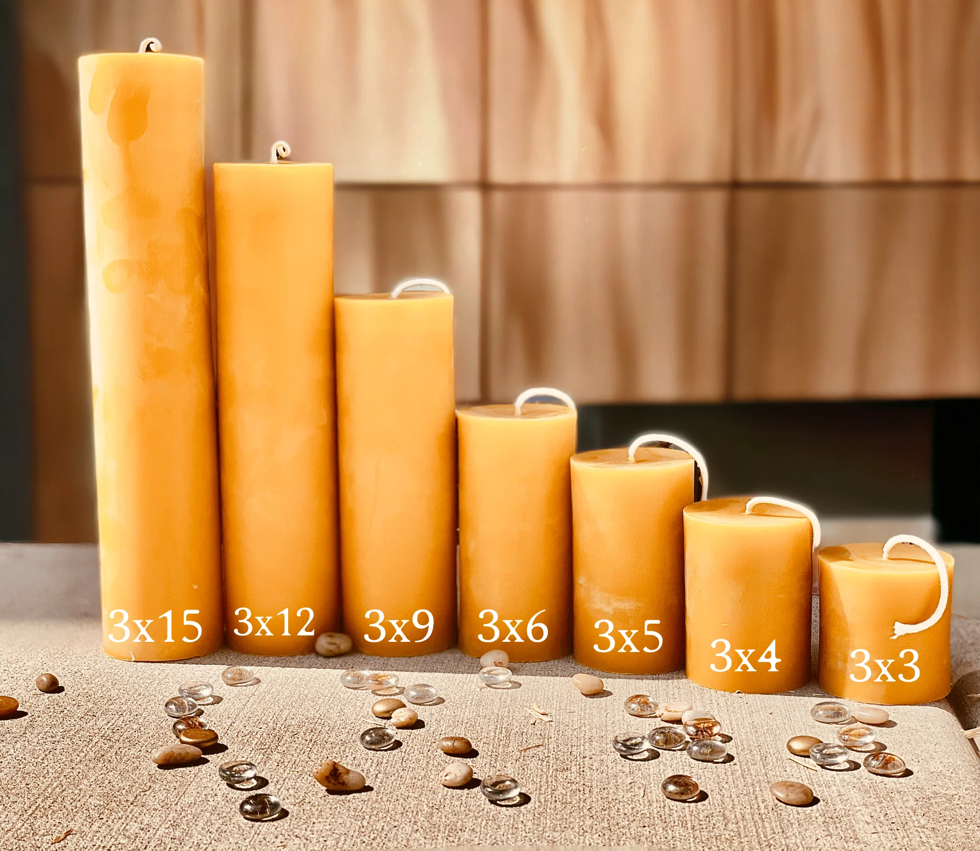 Classic Beeswax Pillar Candles - 3" Width