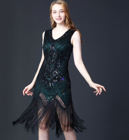 Vintage Sequined Fringe Dress