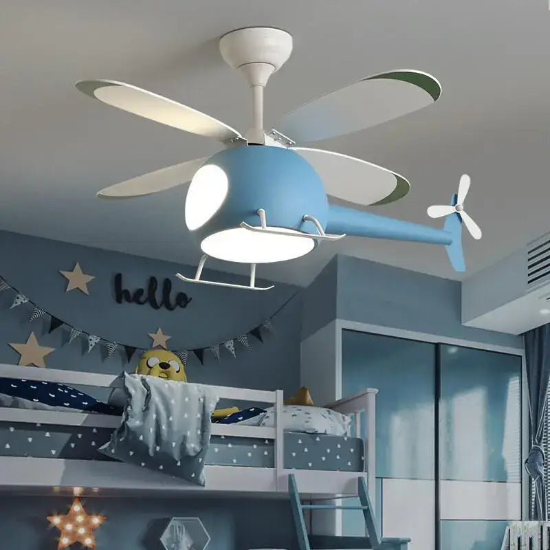 Helicopter Ceiling Fan with Light for Children's Bedroom