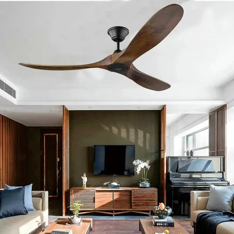 Large Industrial Wooden Ceiling Fan Without Light for Bedroom,Living