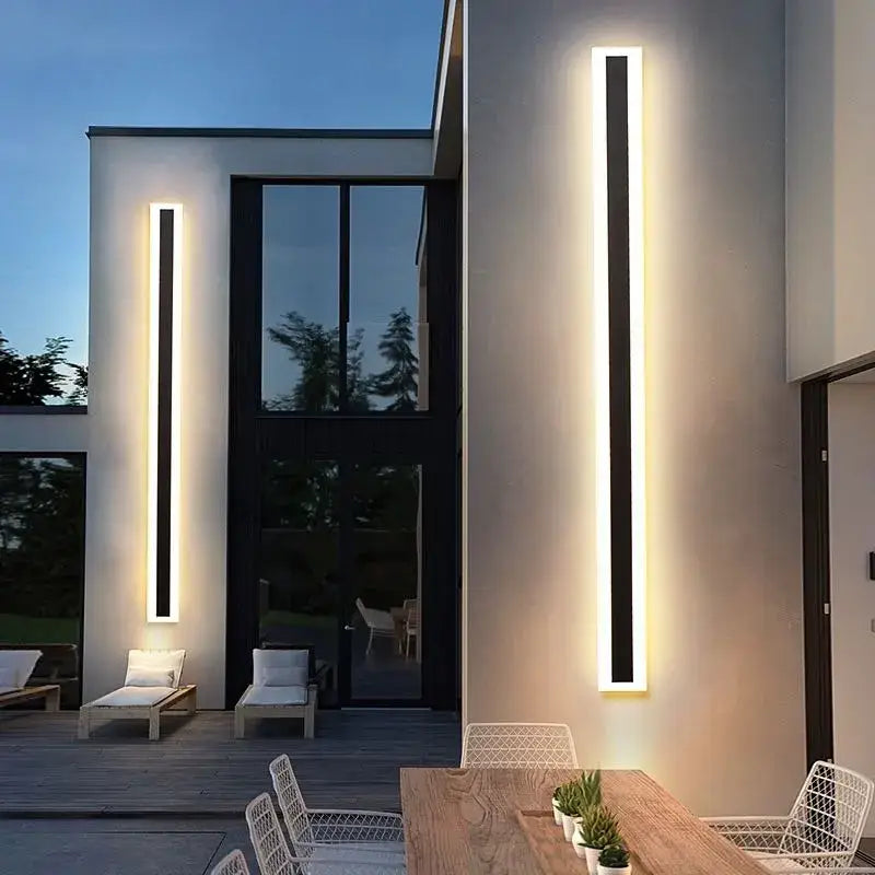 Modern Led Waterproof Outdoor Long Black Wall Sconce Light