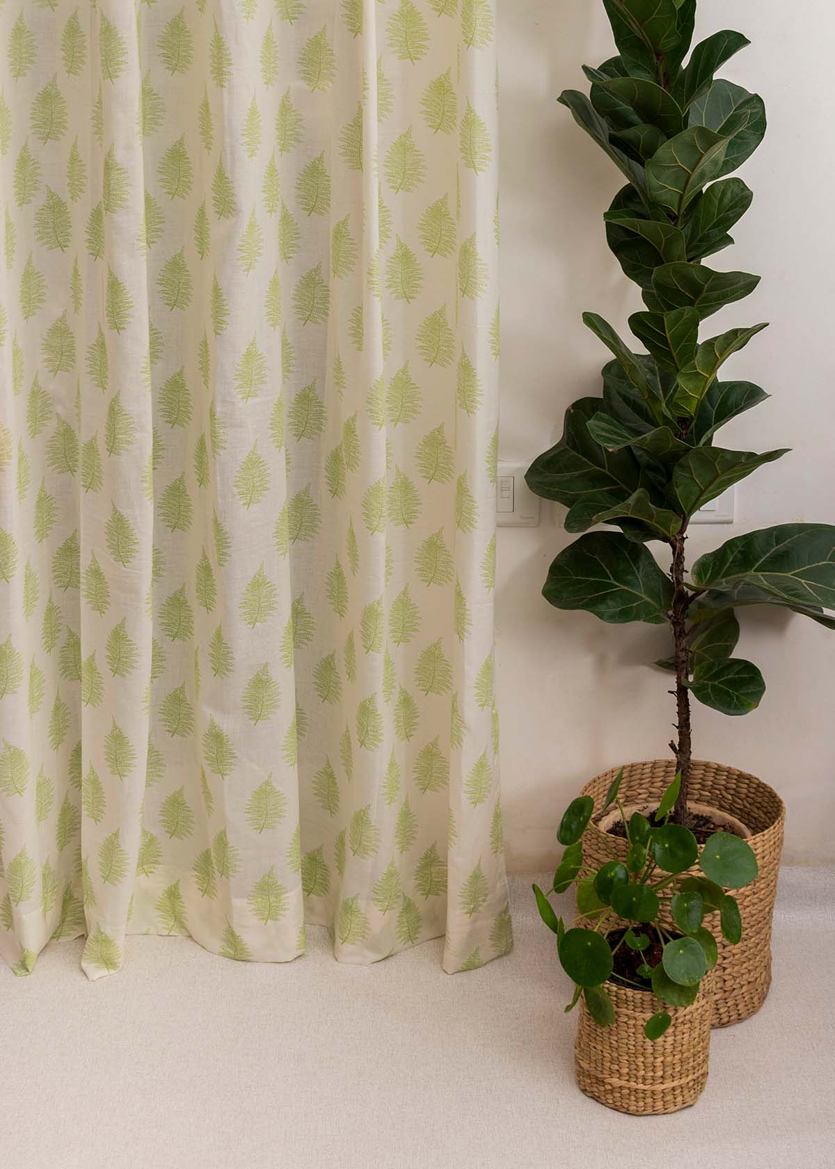 Floating Ferns Printed Sheer Curtain - Green