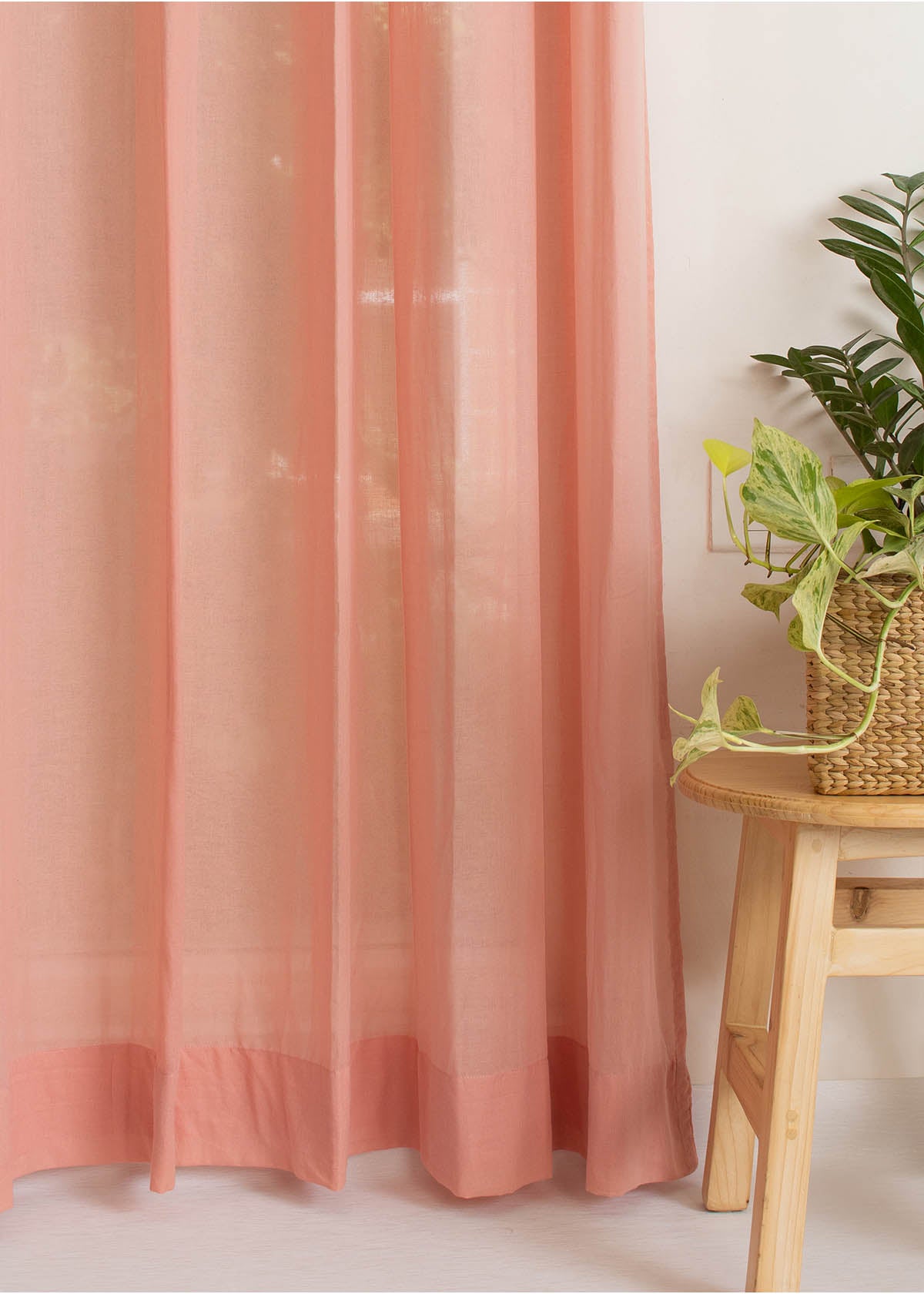Clay Solid Sheer Curtain - Rust