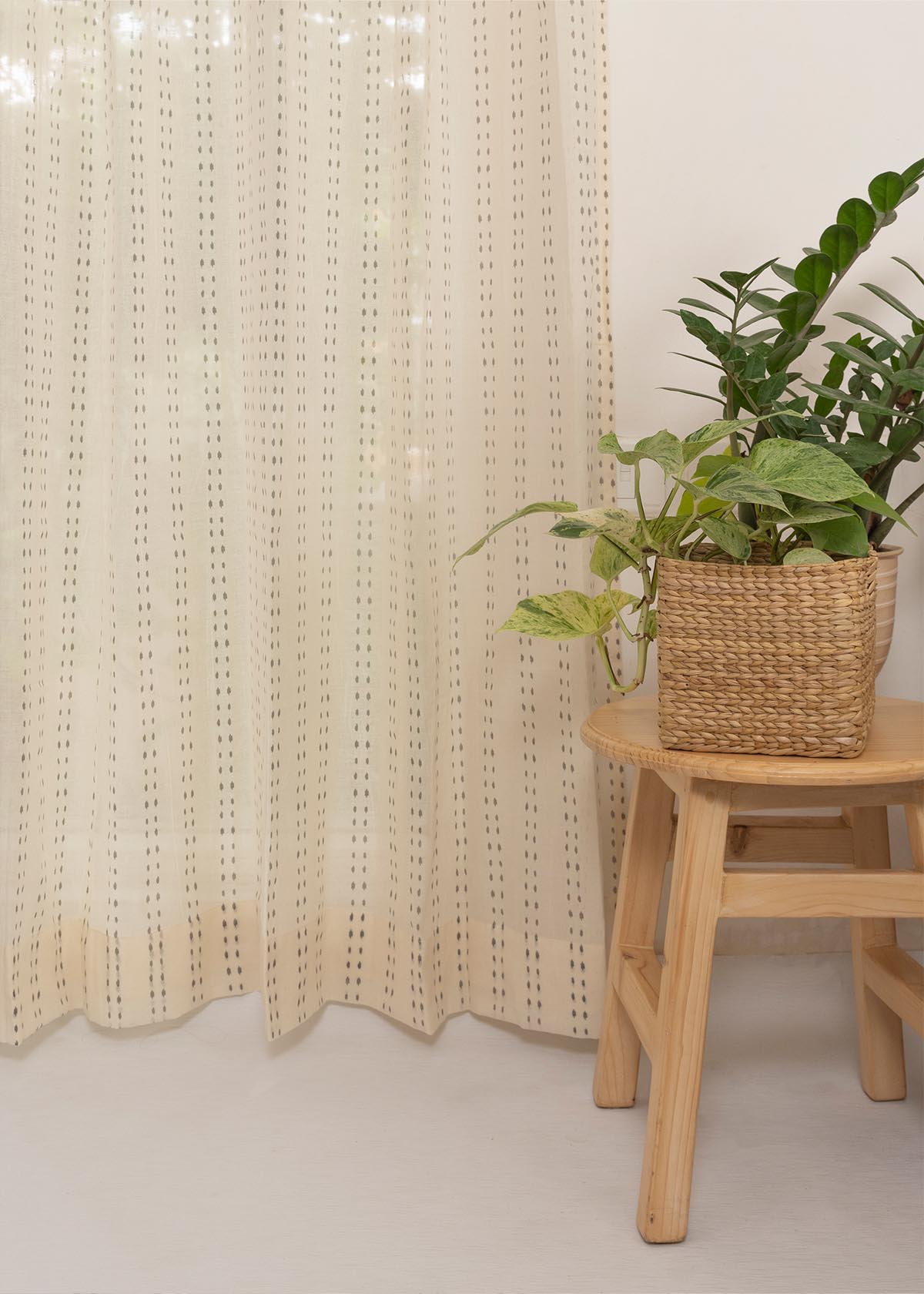 Dew Printed Sheer Curtain - Cream