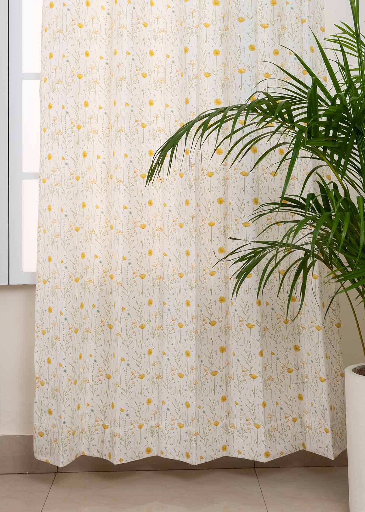 Drifting Dandelion Printed Cotton Curtain - Yellow