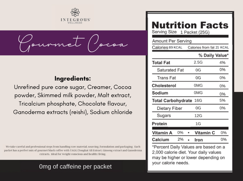SPRING SALE 15% OFF Gourmet Therapeutic Cocoa - 20 Sachets