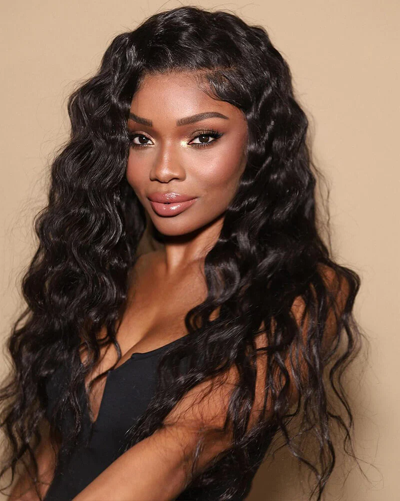 13x4 Transparent Lace Body Wave Wig Natural Black