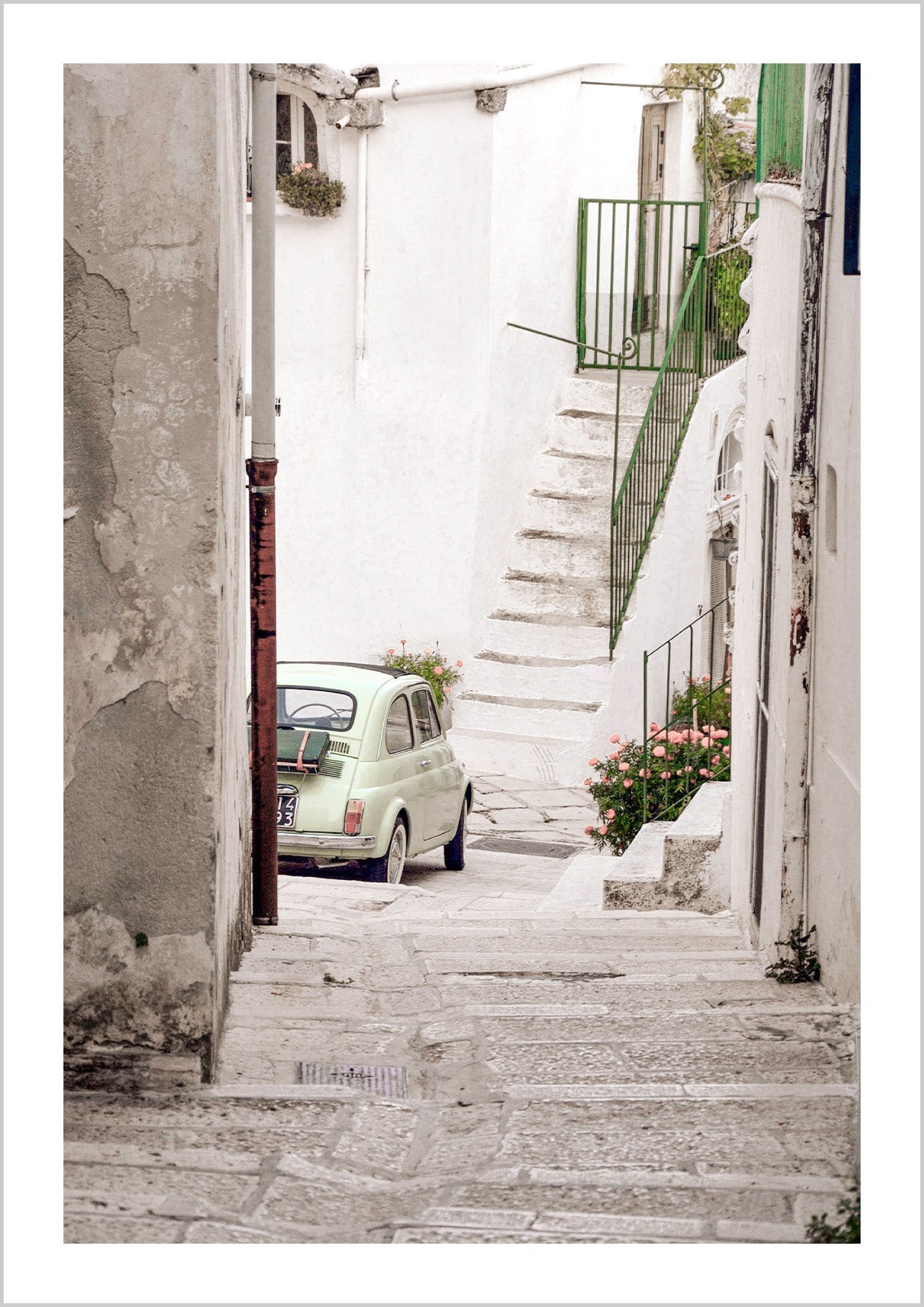 Old Italian Car in Town Poster