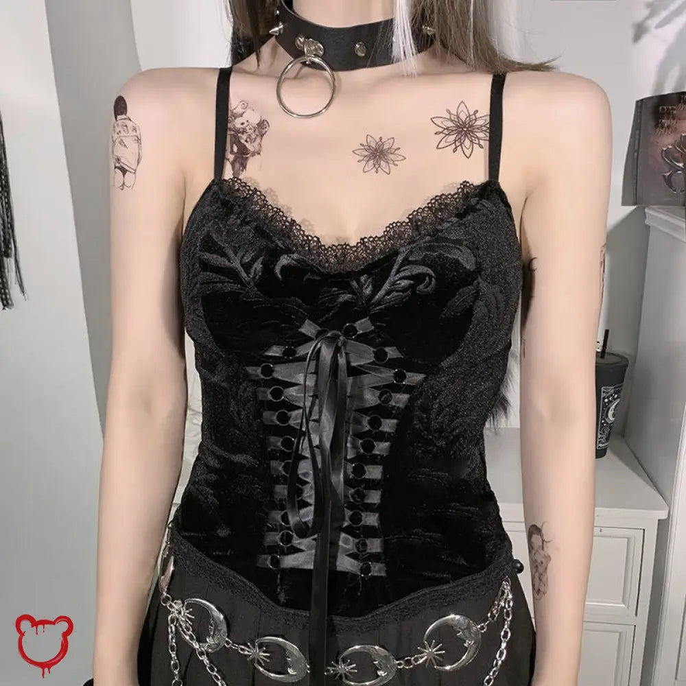 Black Lace Gothic Corset Dress.