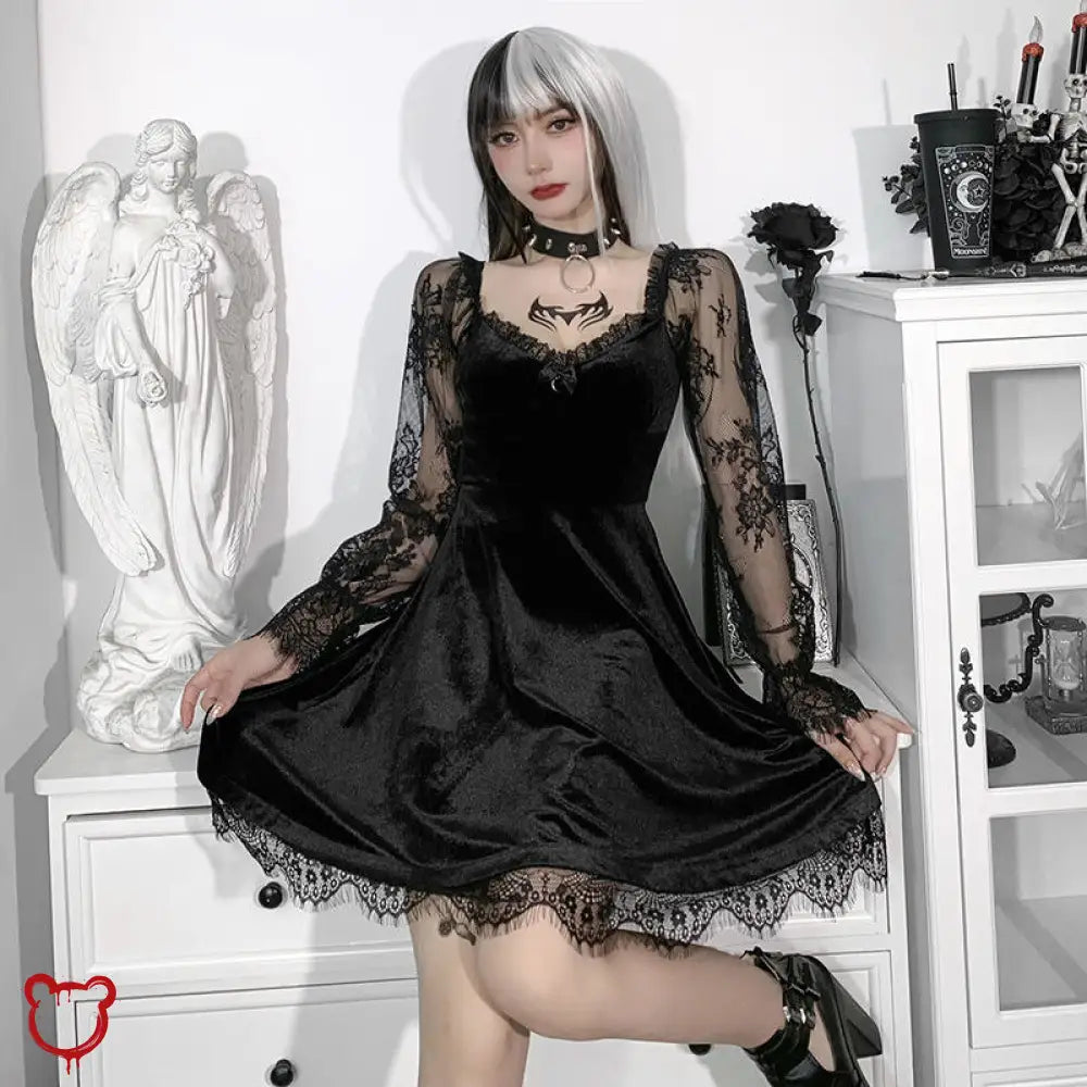 Halter Halloween Dress in Gothic Style.