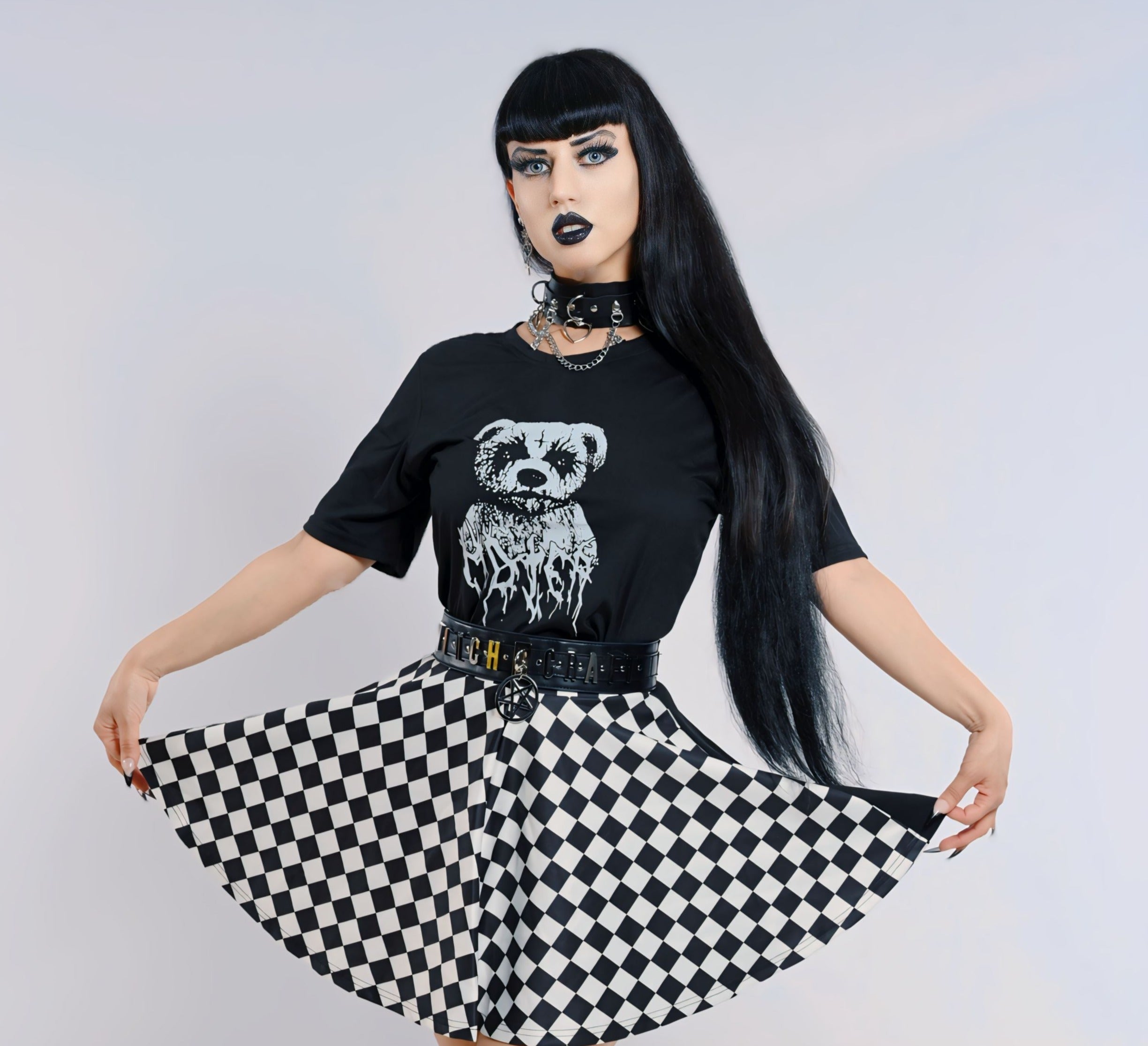 Grunge Goth Chessboard Skirt