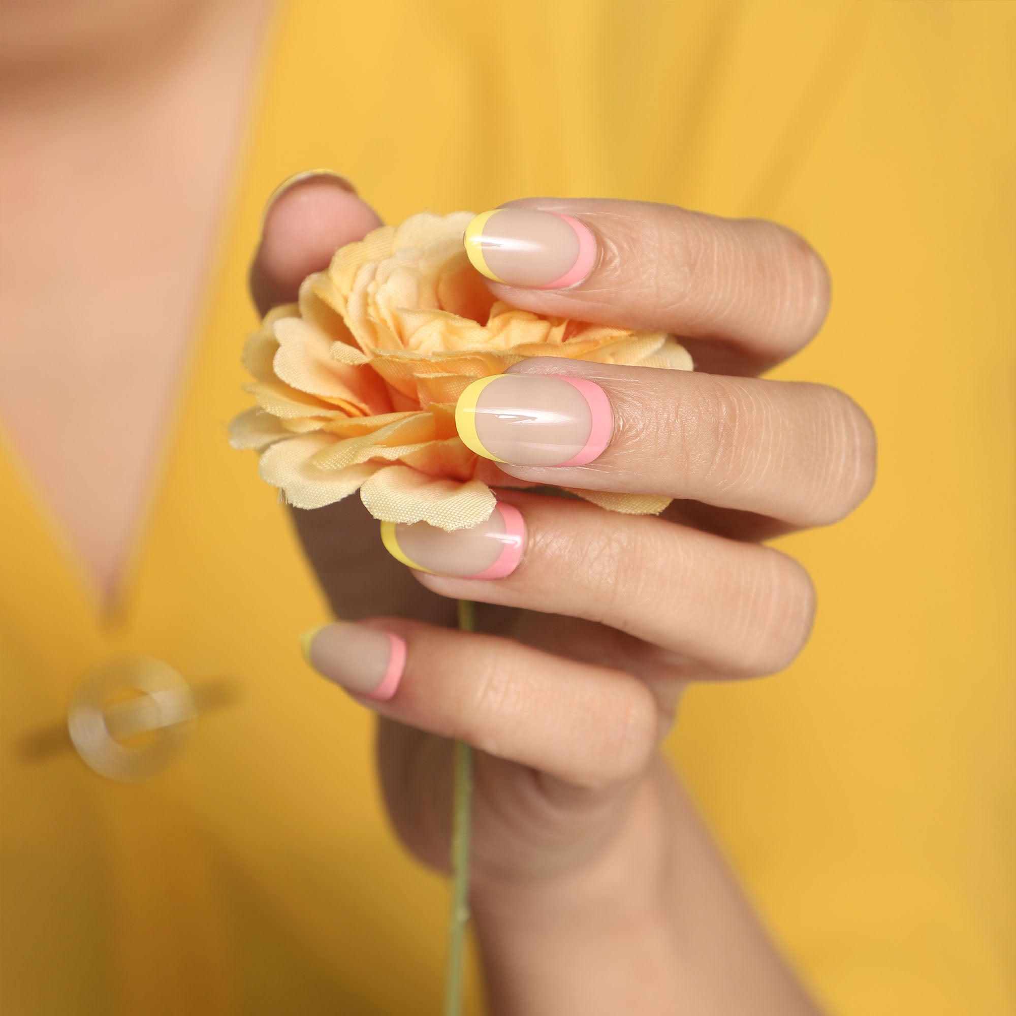 LICK NAILS Oval Shape Nude With French Tips Press On Nails