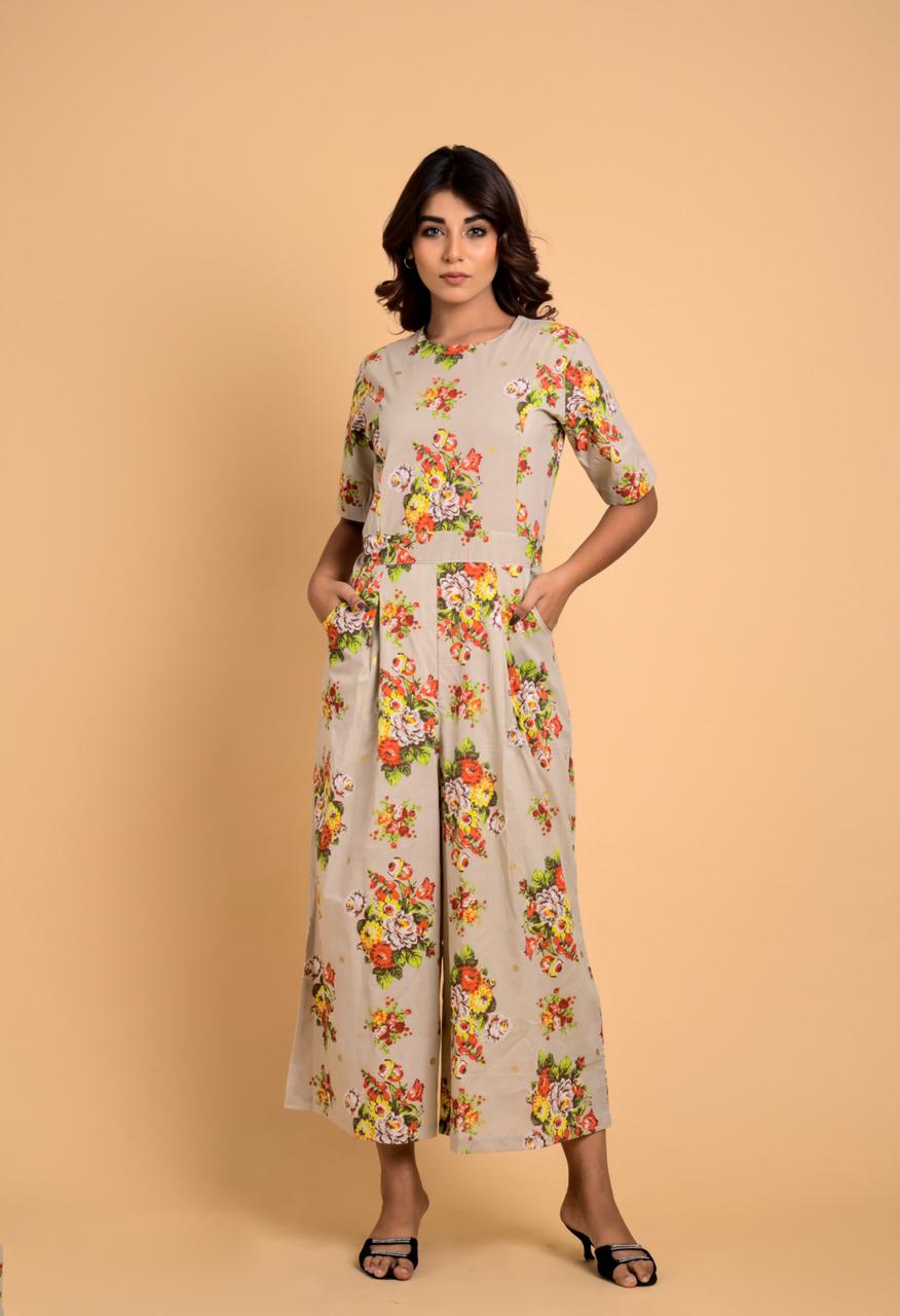 Spring Blossom Brown Jumpsuit