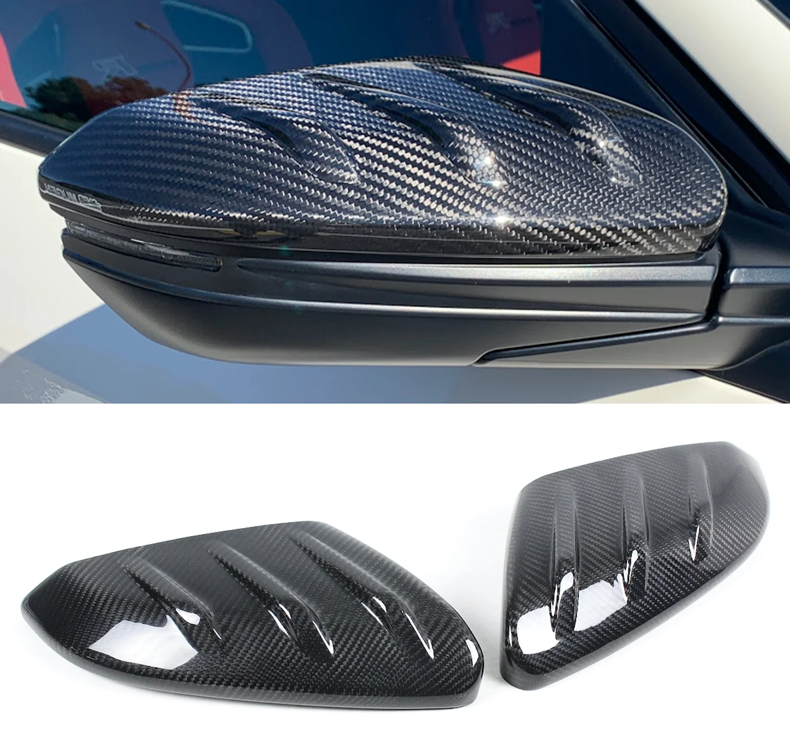 Mugen Style Carbon Fiber Mirror Caps For 2016-2021 Honda Civic