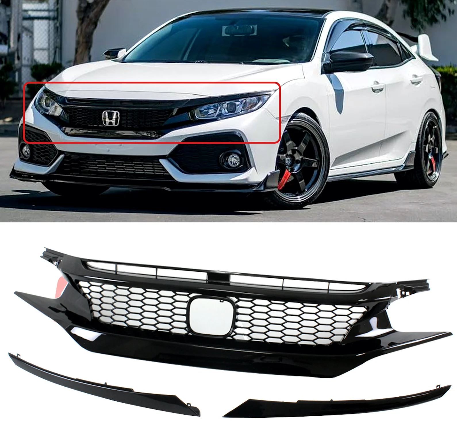 TR Style Front Grill for 2016-2021 Honda Civic