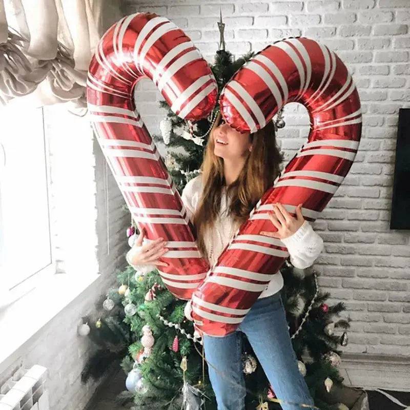 Cheerful Duo of Inflatable Candy Canes for Festive Decor