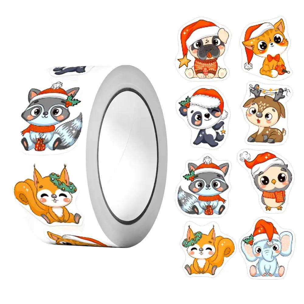 Christmas Cheer Animal Sticker Roll - 500 Festive Designs