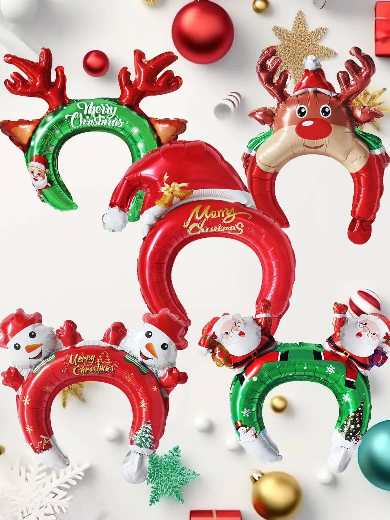 Christmas Cheer Balloon Hair Accessories - Set of 5