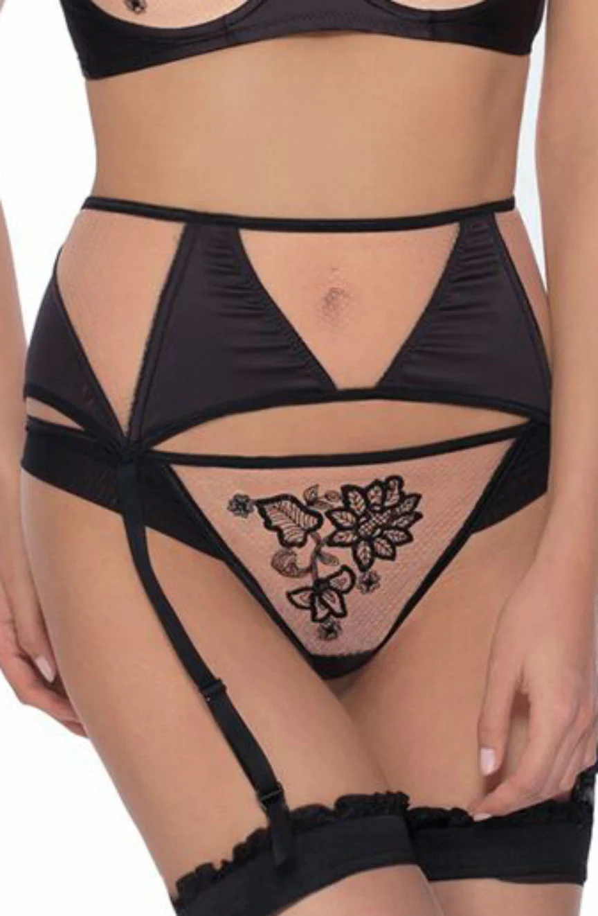 Roza Mehendi Suspender Belt Black