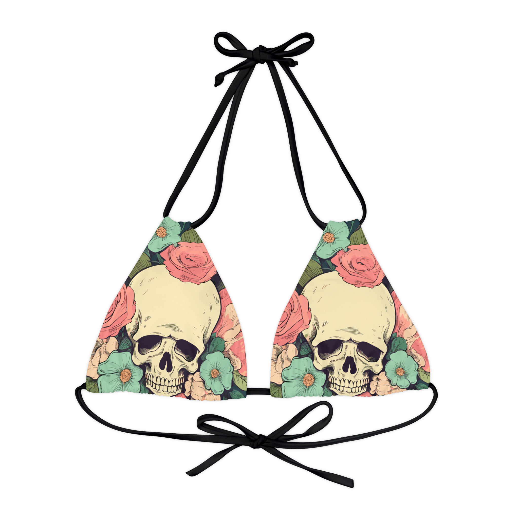 Strappy Triangle Bikini Top (AOP)