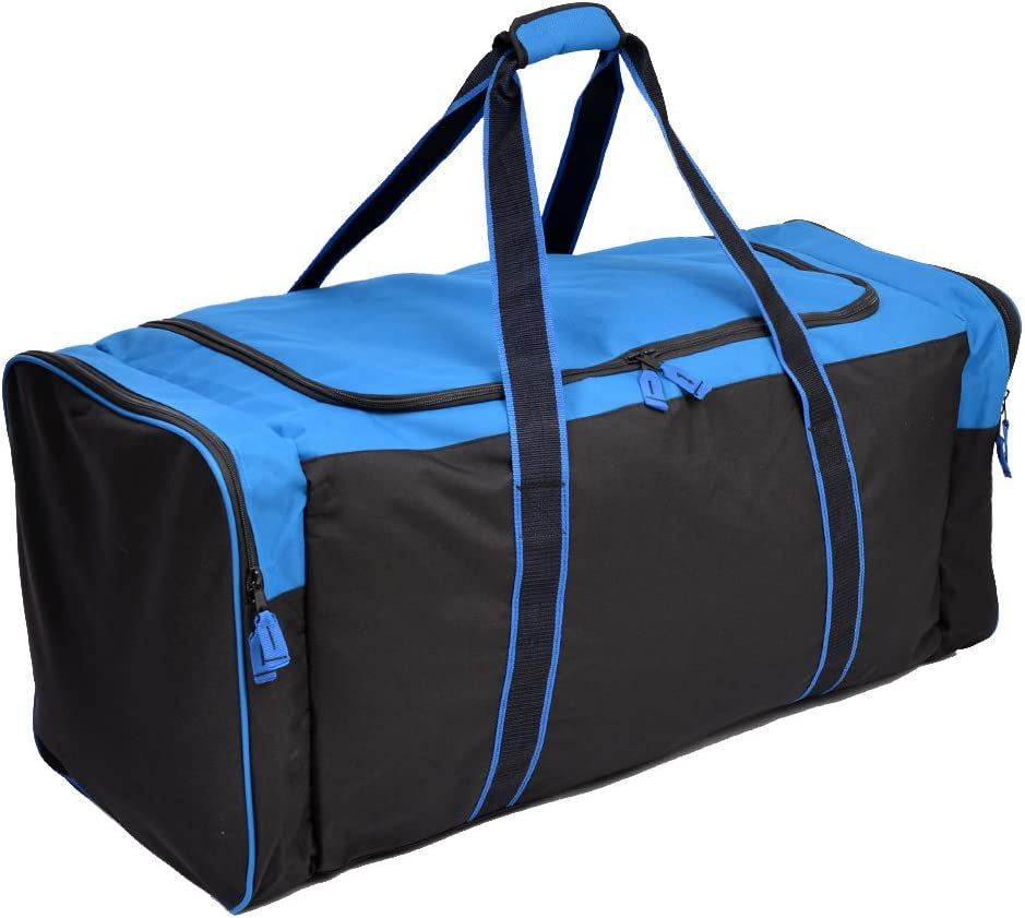 Heavy Duty Multi Pocket Large Sports Gym Equipment 3-Pocket Travel Duffel Bag (36 Inch, Blue)