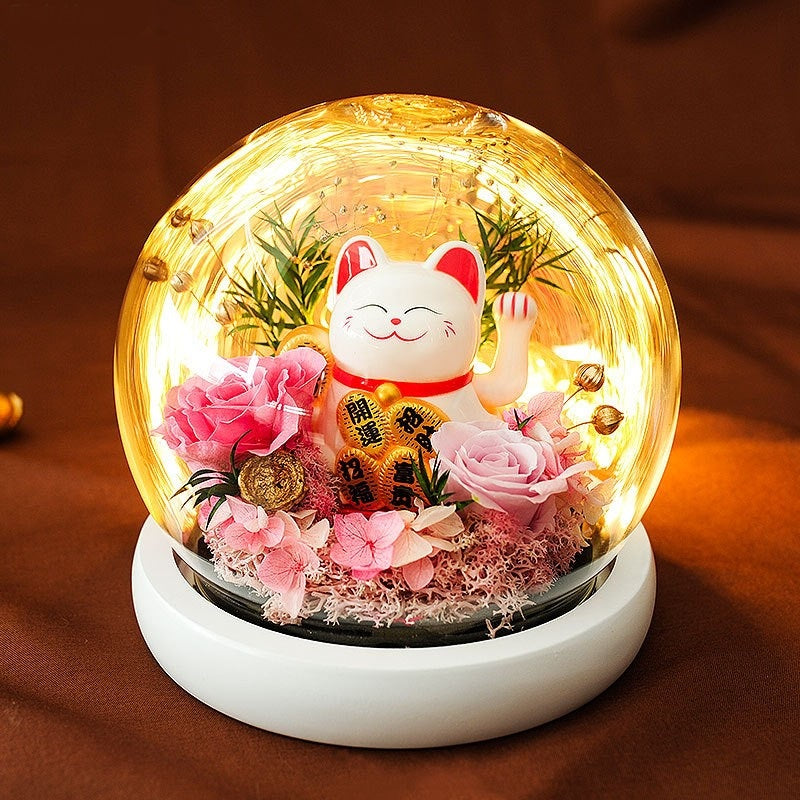 Cat Doll Feng Shui Crystal Dome