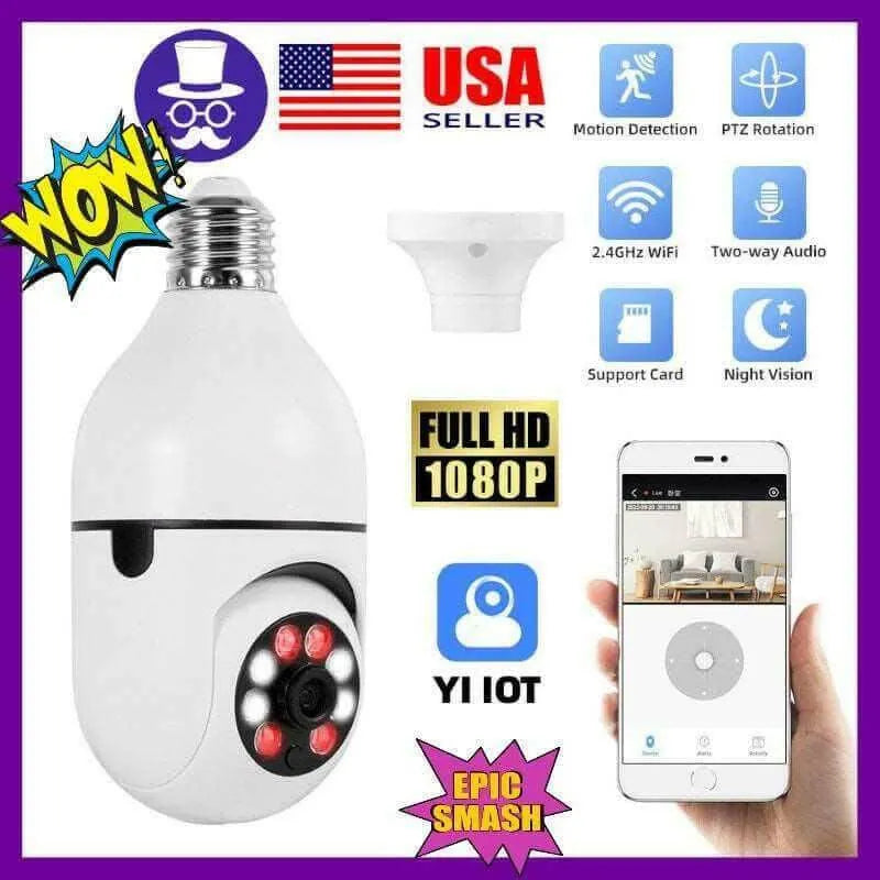 360° 1080P IP E27 Light Bulb Camera Wi-Fi IR Night Smart Home Wireless Security