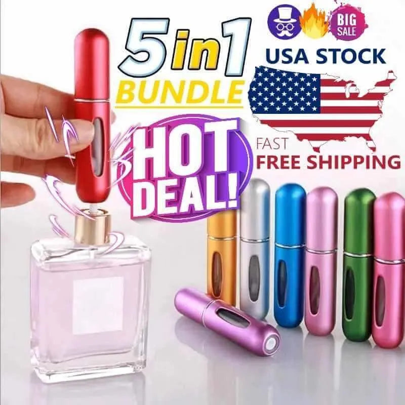 5 in 1 BUNDLE Mini Refillable Perfume Atomizer Bottle