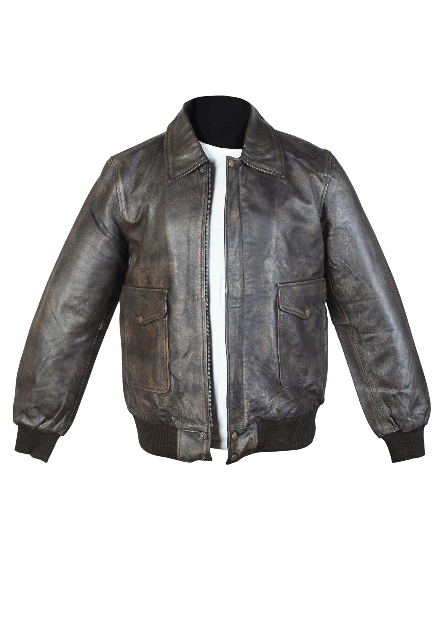 Men's Oversized Bomber Lambskin Leather Jacket Brown