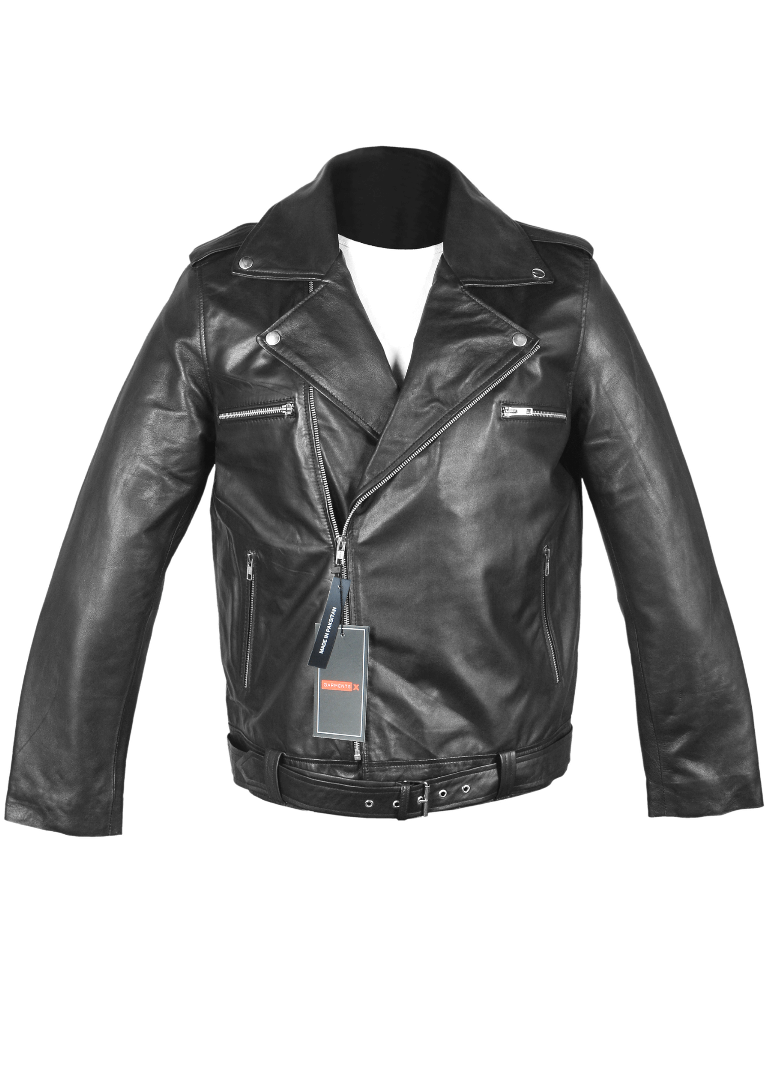 Biker Lambskin Leather Jacket in Black for men