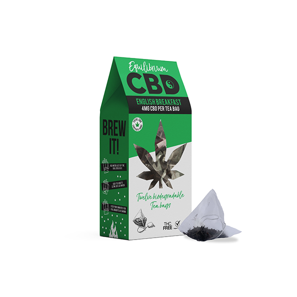 Equilibrium CBD 48mg Full Spectrum English Breakfast Tea Bags Box of 12  (BUY 1 GET 1 FREE)