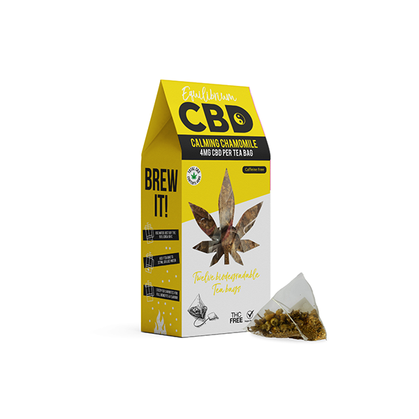 Equilibrium CBD 48mg Full Spectrum Chamomile Tea Bags  Box of 12  (BUY 1 GET 1 FREE)