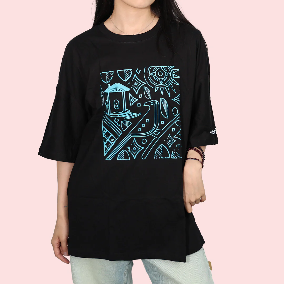 Birdfy Oversize Black T-shirt