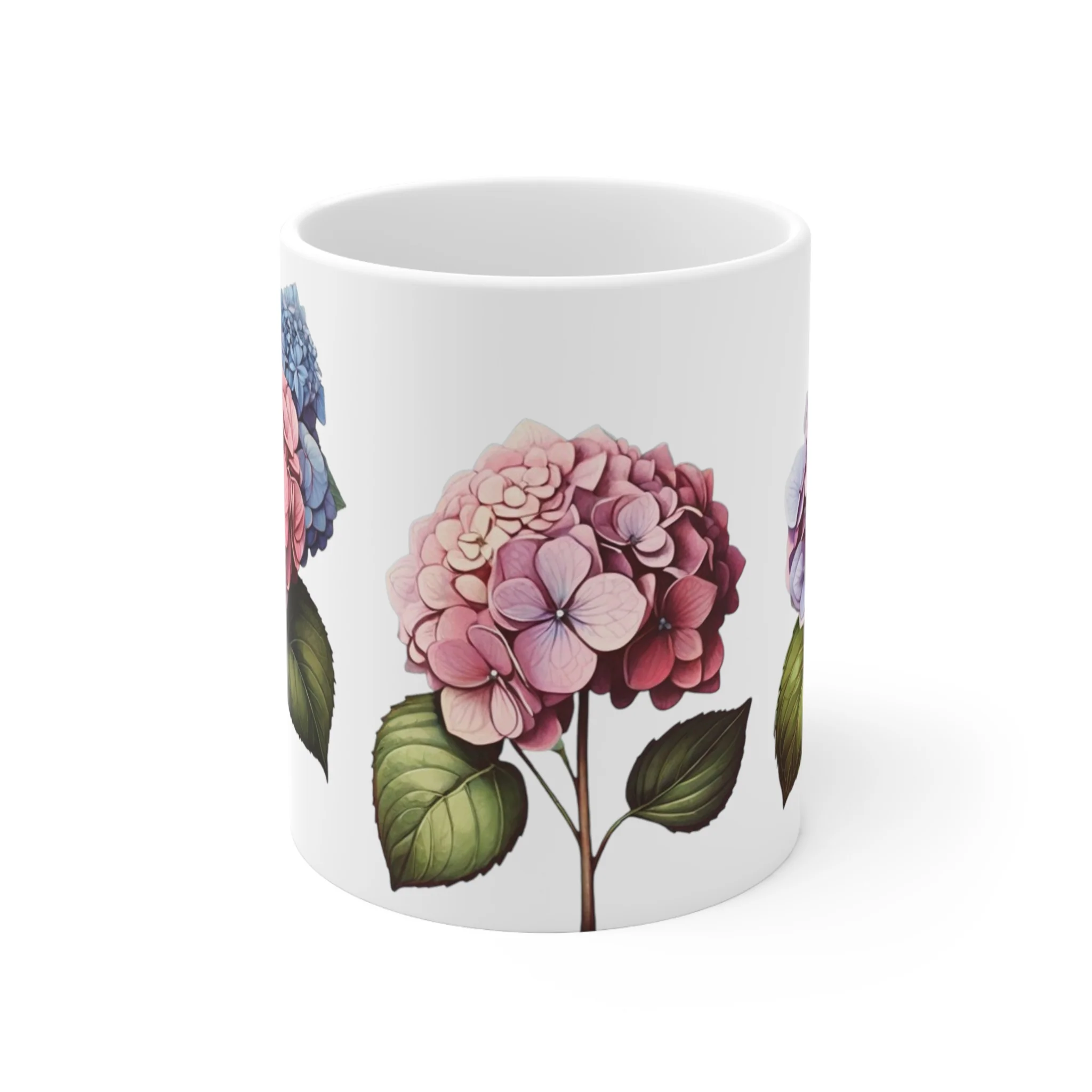 Hydrangea Flower Mug - Ceramic Coffee Mug 11oz