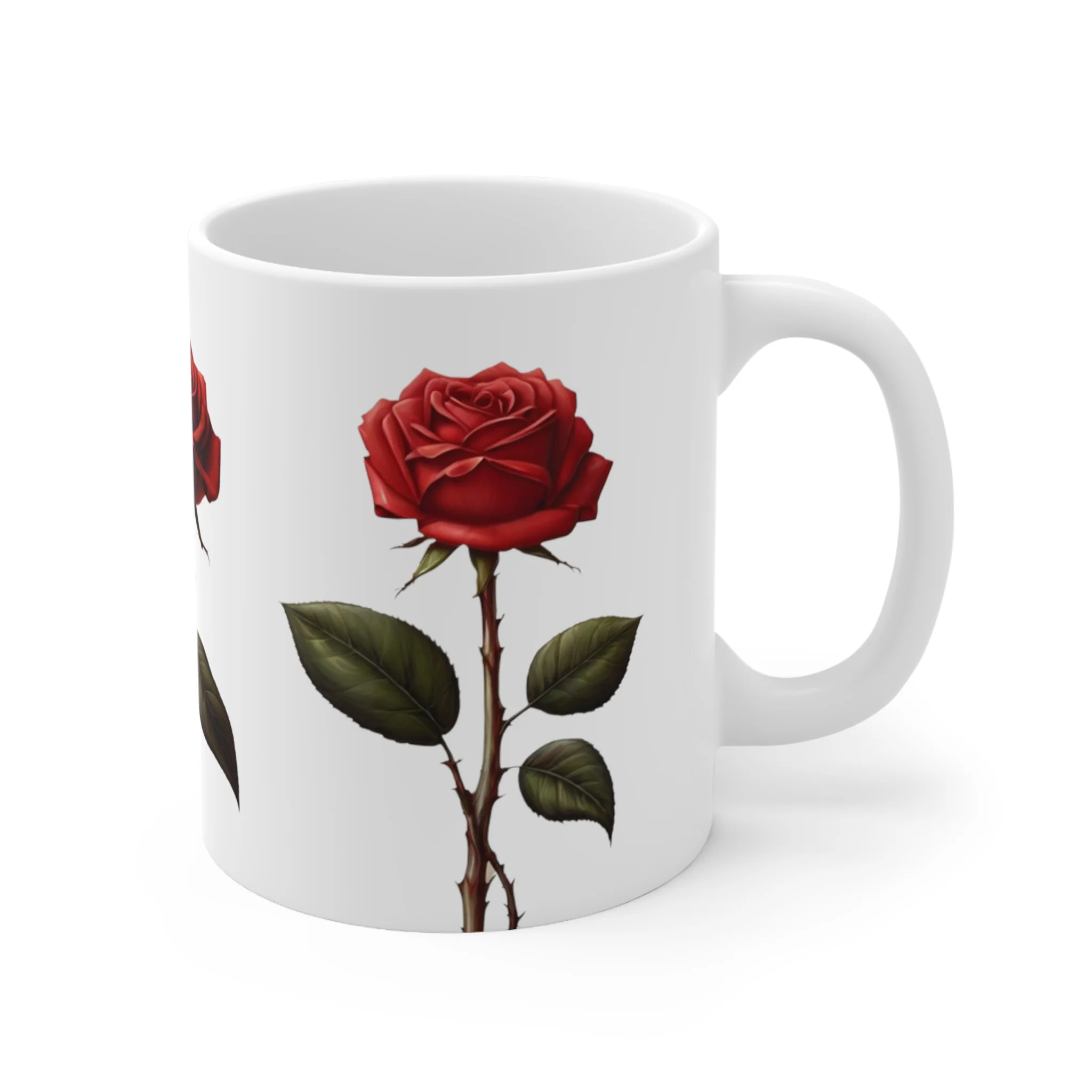 Red Roses Mug - Ceramic Coffee Mug 11oz