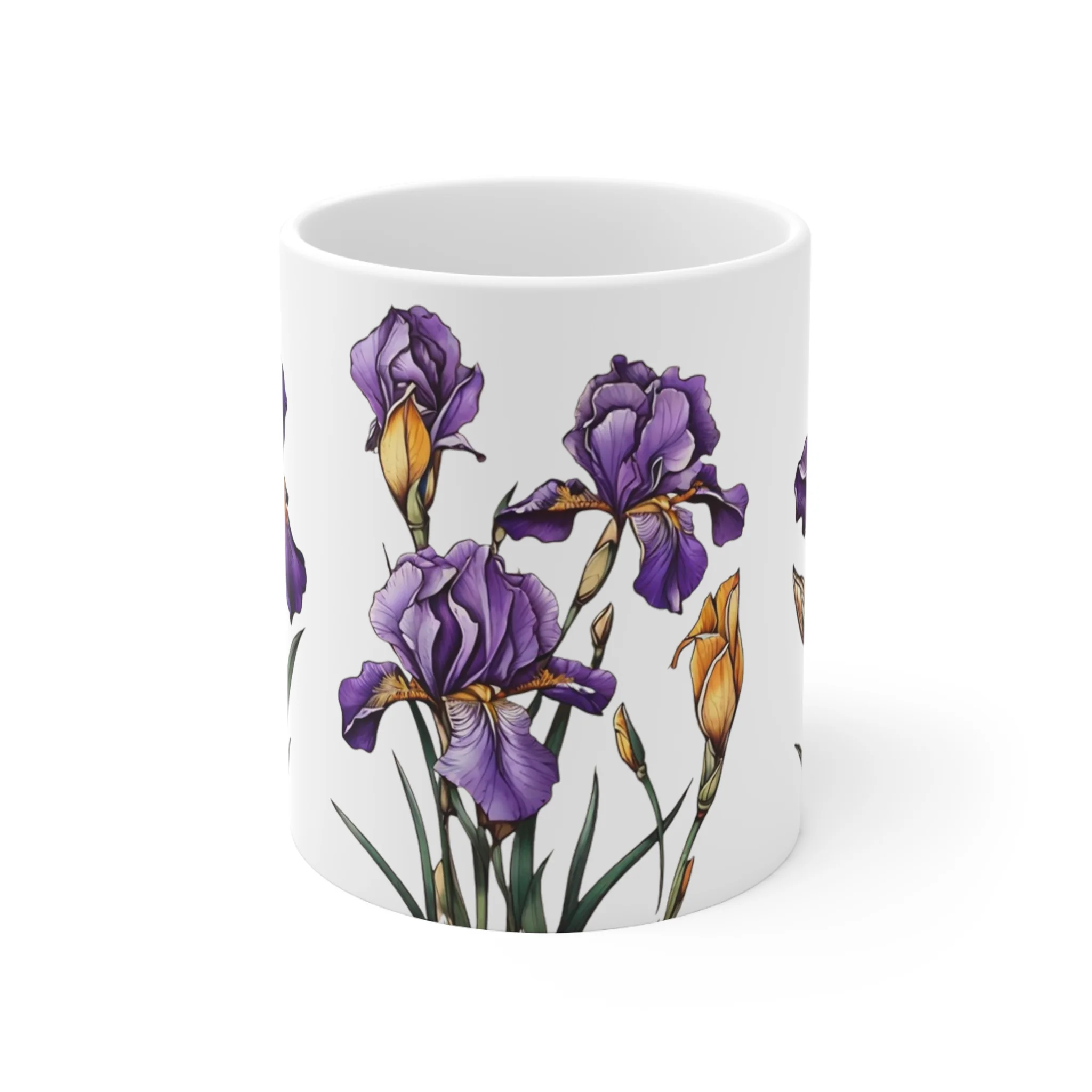 Purple Iris Flower Mug - Ceramic Coffee Mug 11oz