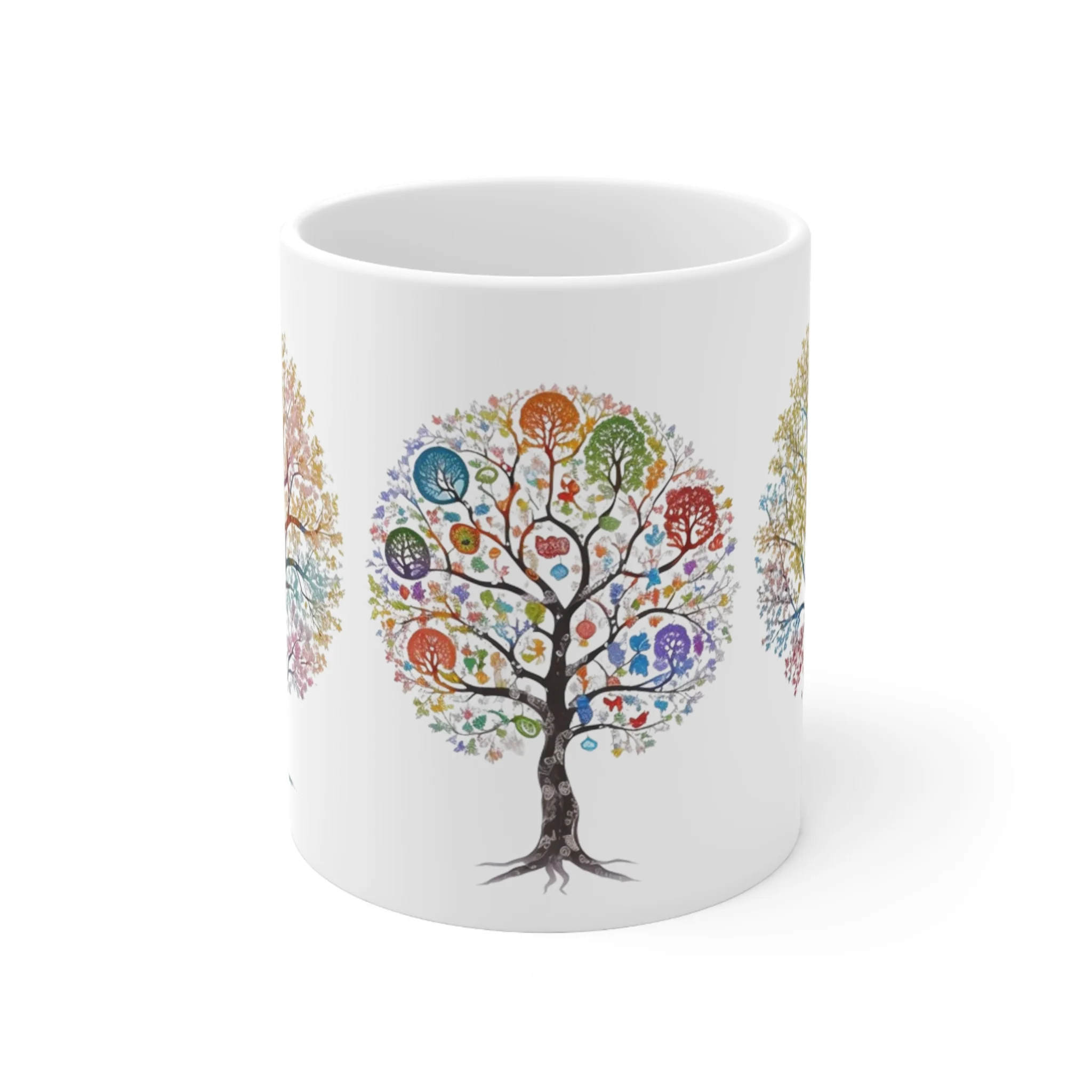 Colourful Trees of Life Painted Mug - Ceramic Coffee Mug 11oz