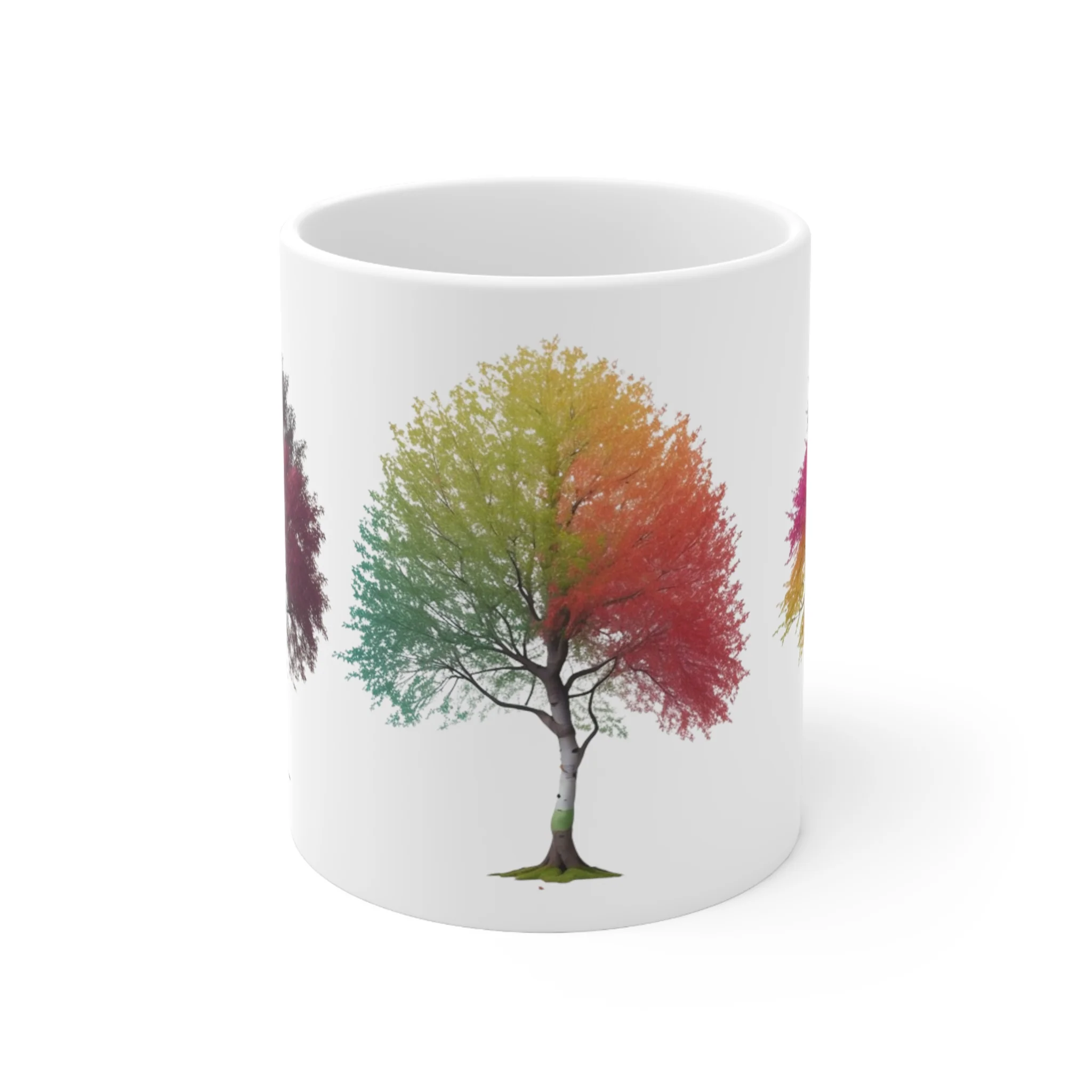 Multicoloured Trees Mug - Ceramic Coffee Mug 11oz