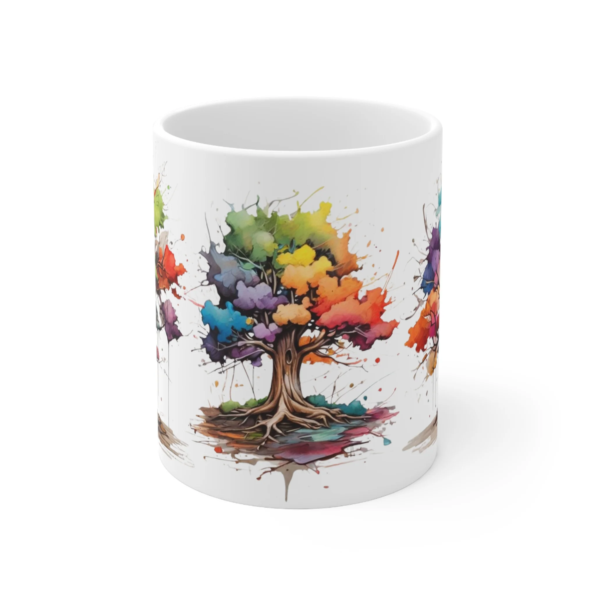 Messy Colourful Trees Mug - Ceramic Coffee Mug 11oz