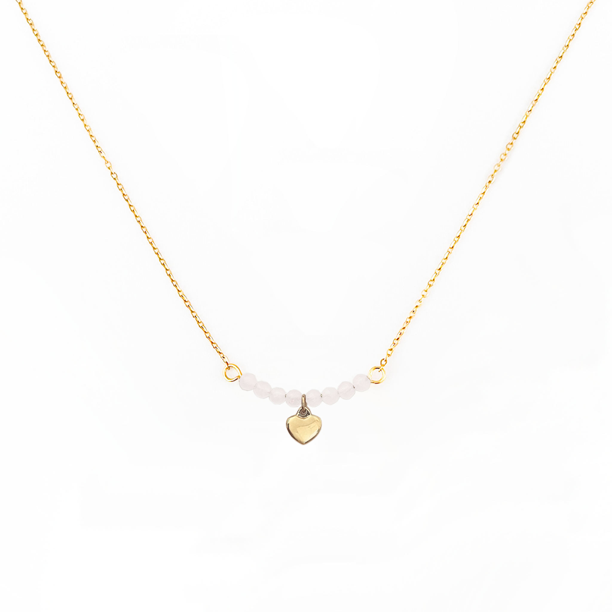 Collier coeur quartz rose